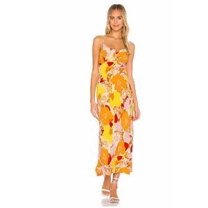 ASTR The Label Charisma Dress in Yellow Orange Tropic Abstract Floral Size XS